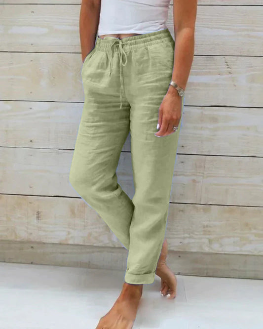 Women's cotton relaxed trousers - front