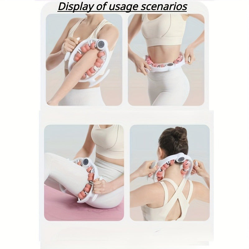 Massage Roller – 14-Wheel Deep-Tissue Muscle Roller with Leg Clamp