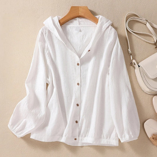 Women's relaxed hooded lightweight overshirt