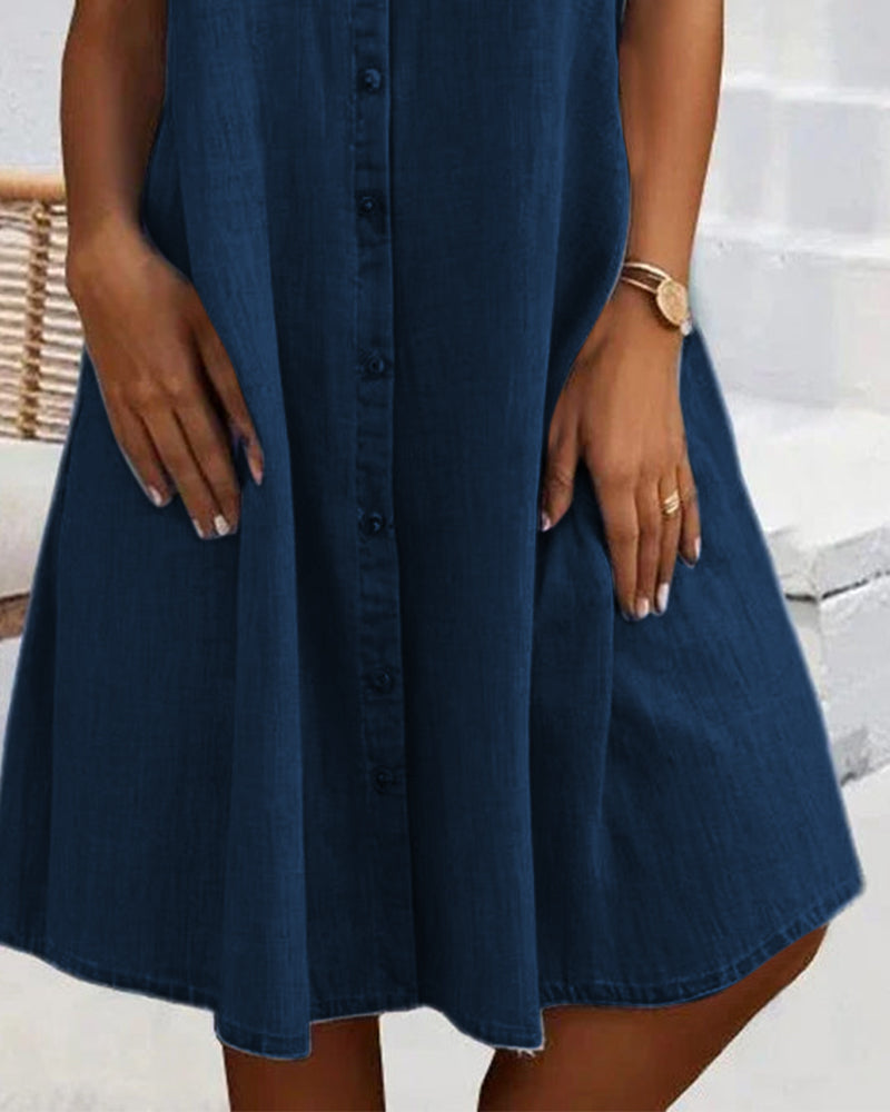 Women's roll-up sleeve shirt dress