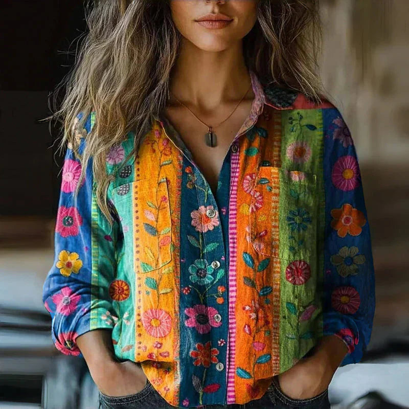 Women's collared boho blouse