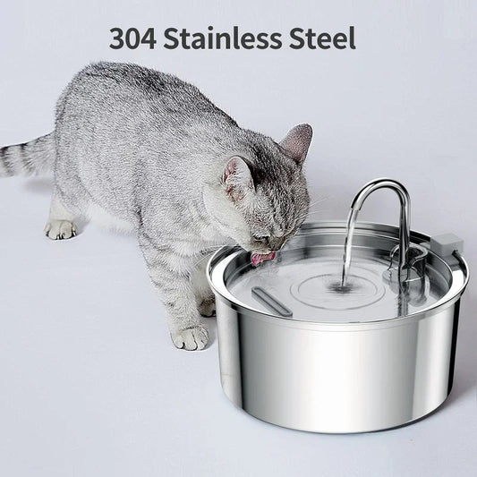Stainless steel cat water fountain with filter