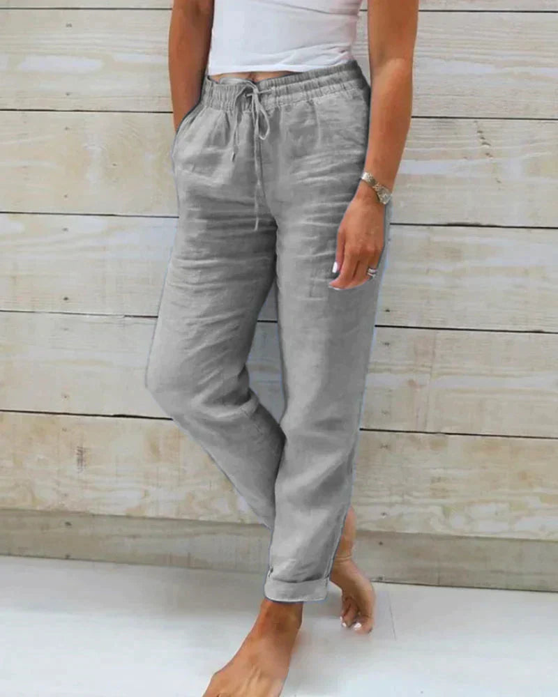 Women's casual cotton trousers - back