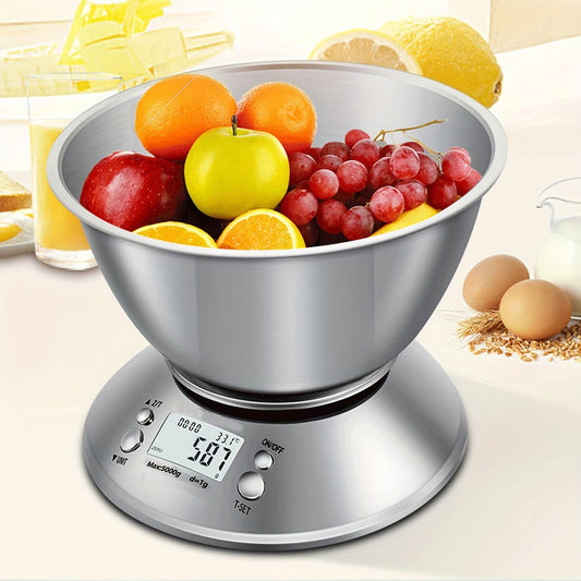 Digital Kitchen Scale – 5kg Stainless Steel Scale with Timer & Temperature