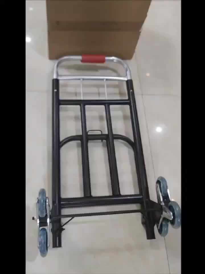 Foldable 3-wheel stair-climbing hand truck trolley