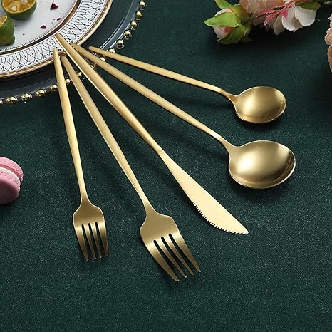 Stainless Steel Cutlery Set – Modern Matte Flatware Set for 4–16 People