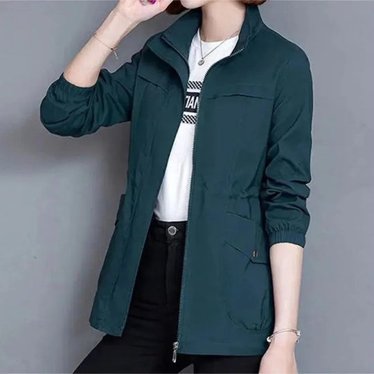 Women's belted spring trench coat