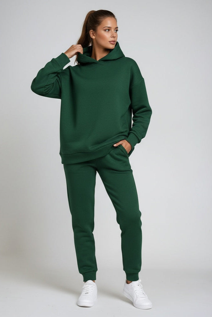 Women's hooded jogging set with sweatshirt and joggers in cotton blend