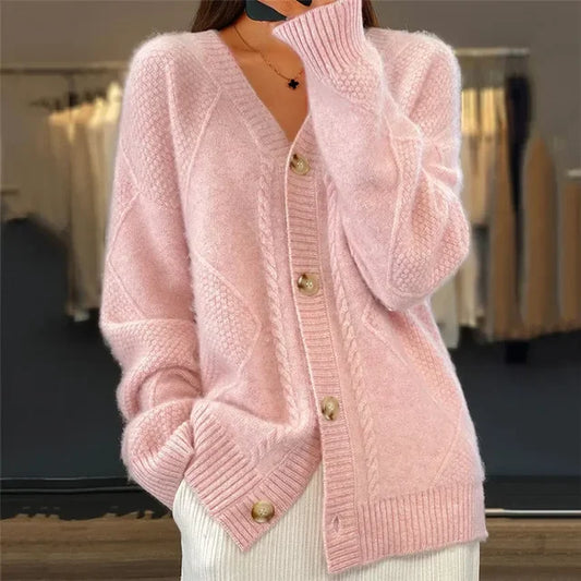 Women's cashmere button cardigan - front