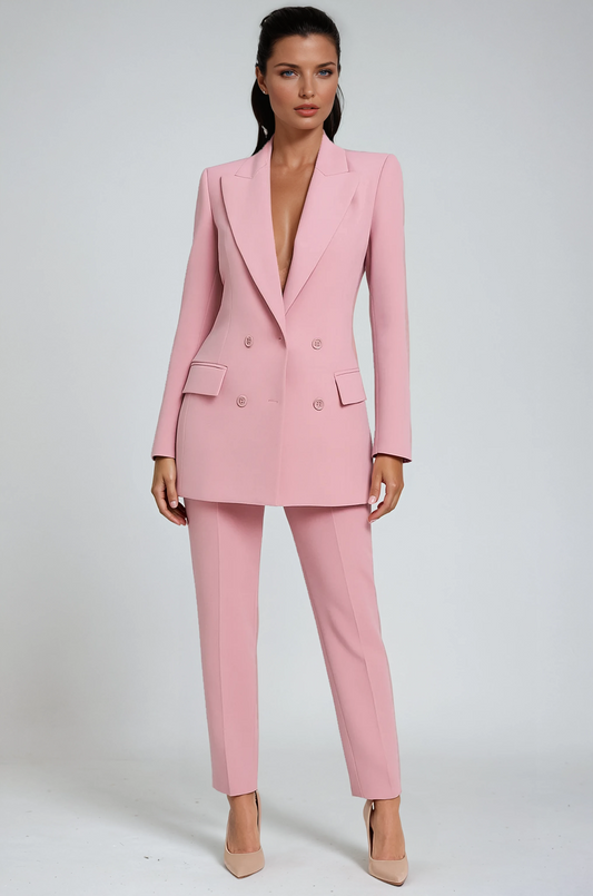 Women's double-breasted two-piece blazer suit in a tailored fit