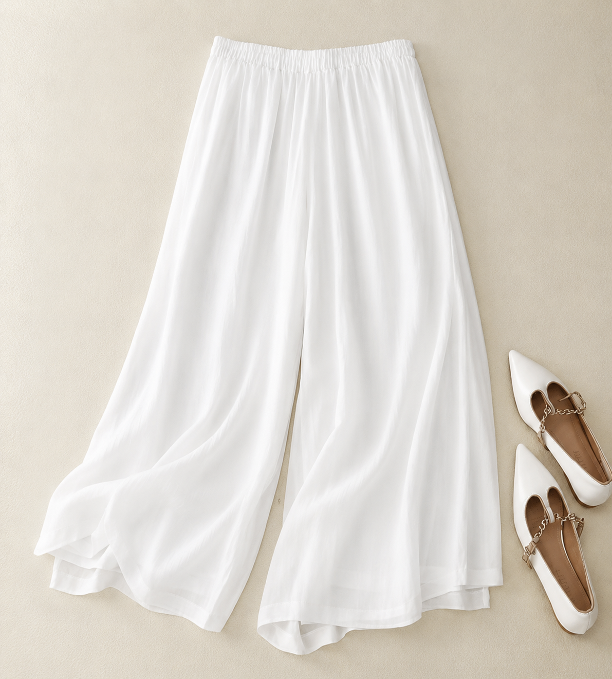 Women's relaxed straight-leg elastic-waist trousers