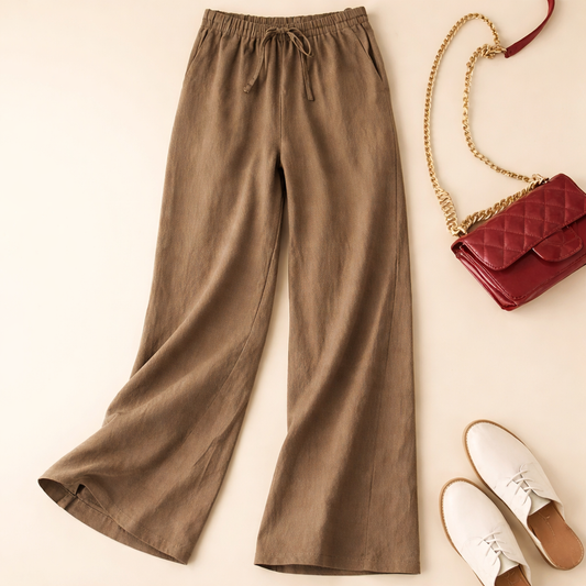 Women's relaxed drawstring wide-leg trousers