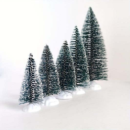Set of 12 snow-effect mini Christmas pine trees
