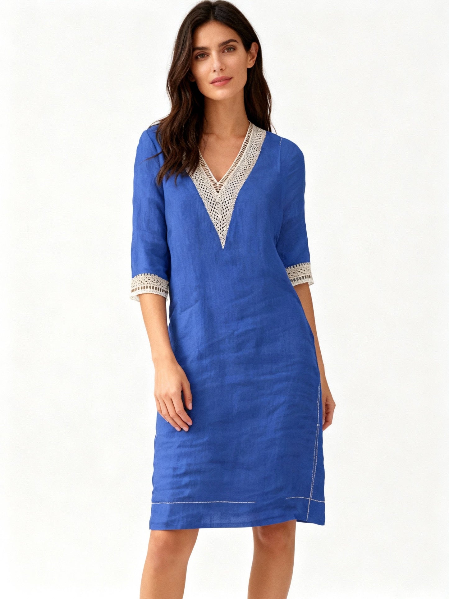 Women's 100% cotton long-sleeve summer midi dress