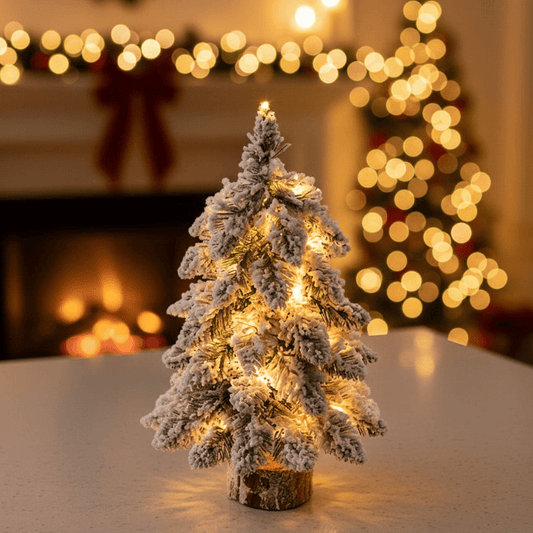 45cm lit mini Christmas tree with snow effect