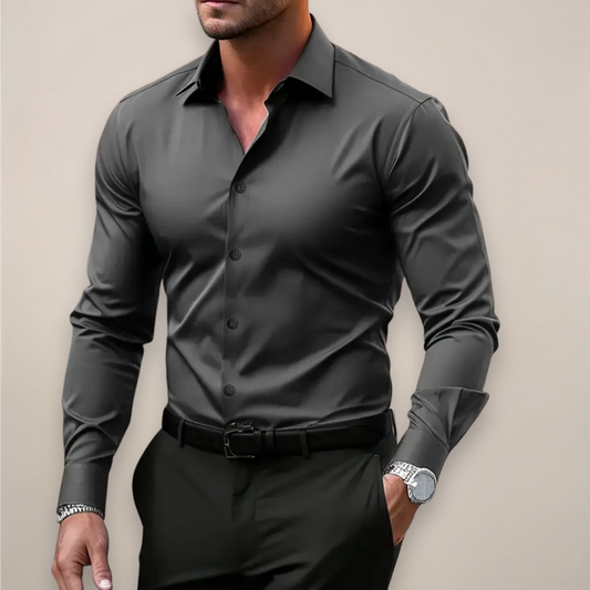 Men's slim-fit long-sleeve shirt - front