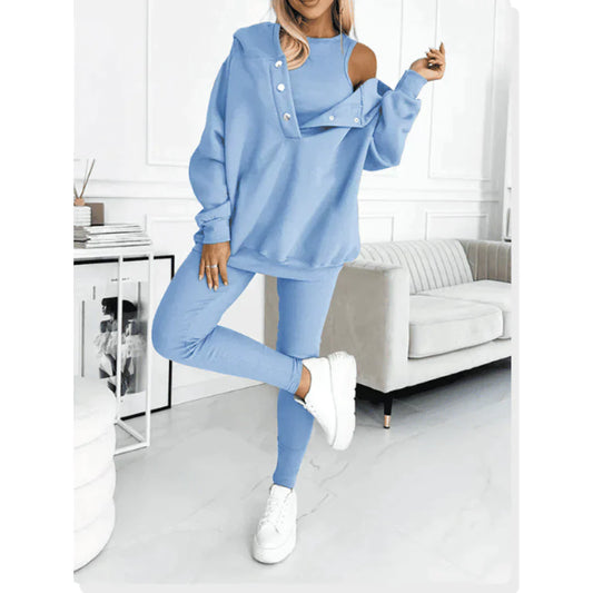 Women's three-piece cotton loungewear set