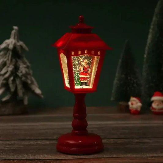 Christmas Snow Lantern – Swirling Glitter Scene with Warm LED Light