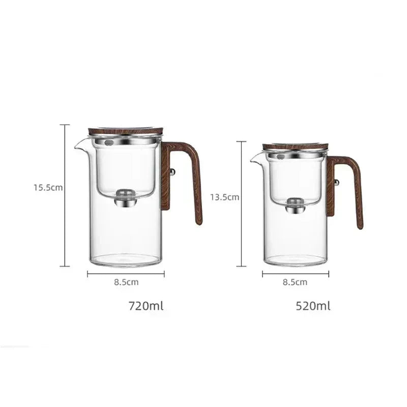 Glass Teapot with Infuser – Borosilicate Teapot with Wooden Handle
