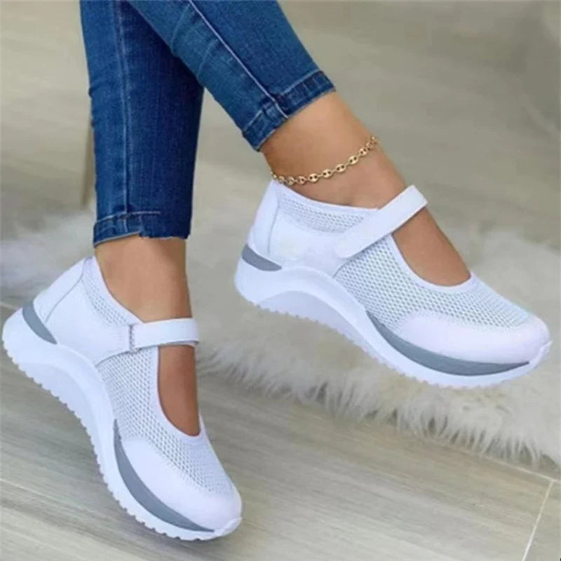 Lightweight Mesh Orthopaedic Shoes for Women, Breathable Flat Trainers with Arch Support