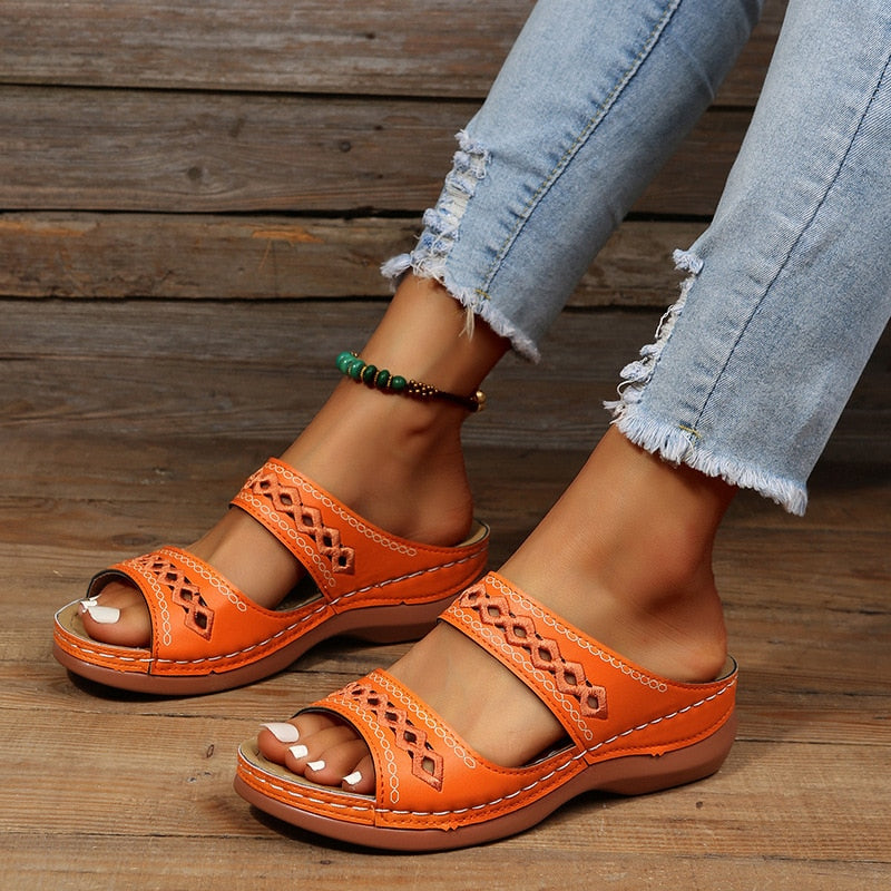 Cushioned Orthopaedic Sandals for Women, Padded Vegan Leather Comfort Sandals