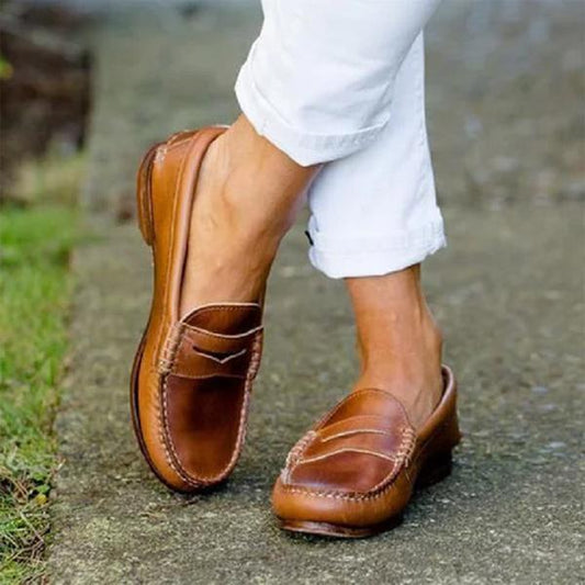 Orthopaedic Slip-On Slippers for Women, Vegan Leather Slippers with Faux Fur Lining