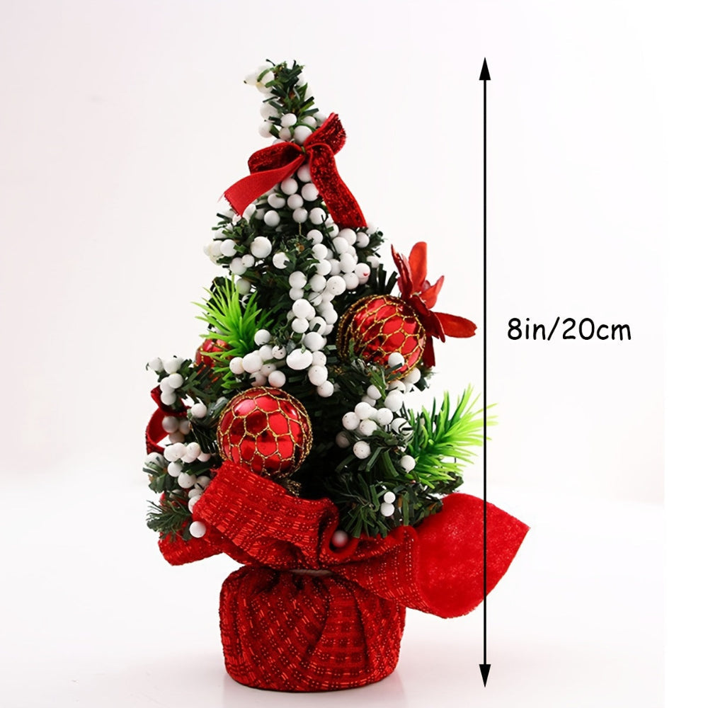 Set of 3 decorated mini tabletop Christmas trees