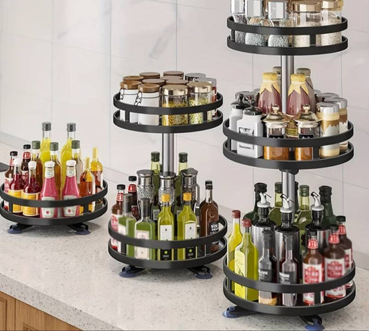 360-degree rotating height-adjustable storage rack