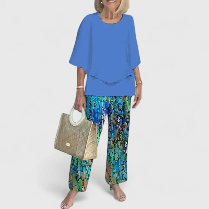 Women's two-piece co-ord set with matching top and trousers