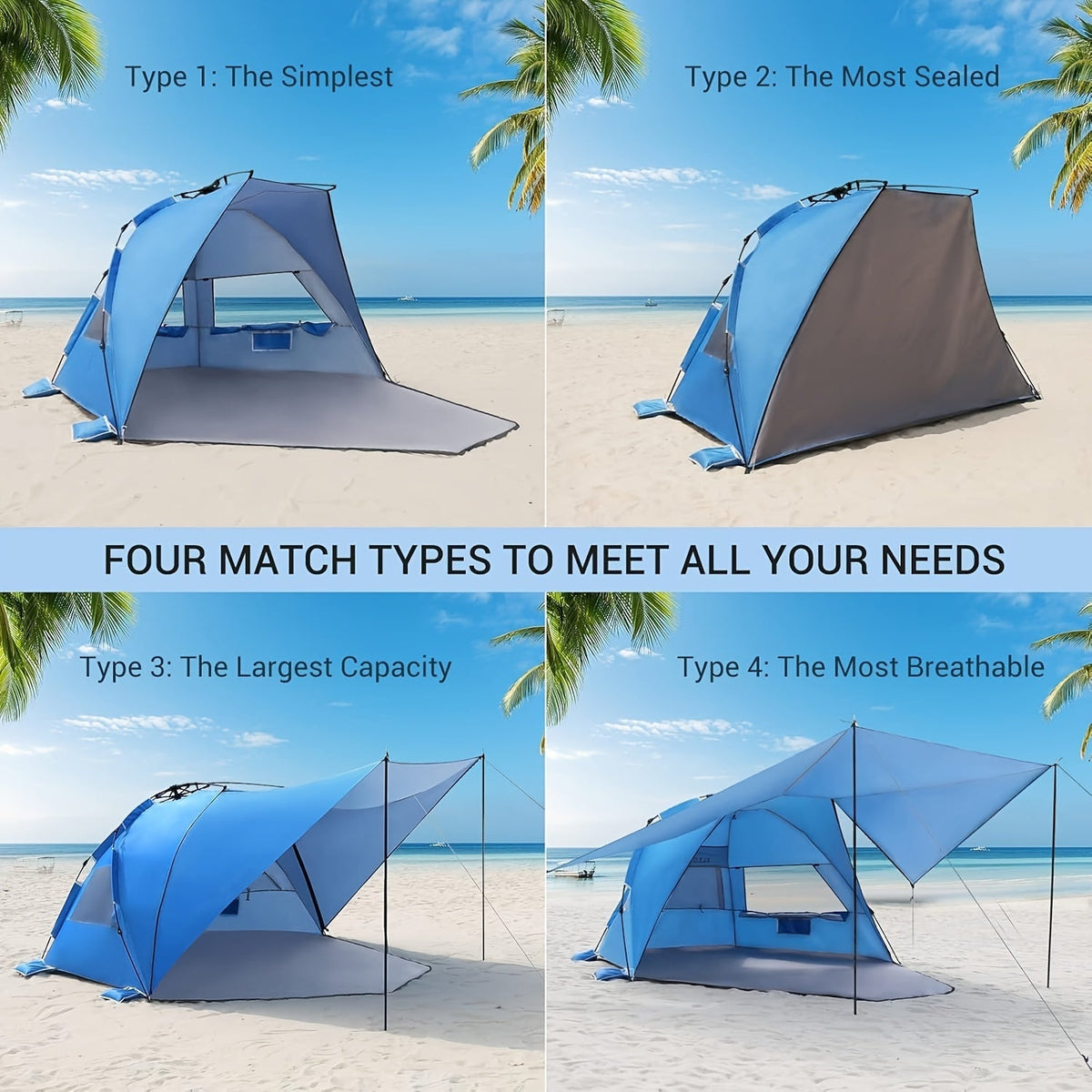Pop-Up Beach Tent – UV Sun Shelter for 4-6 with Canopy