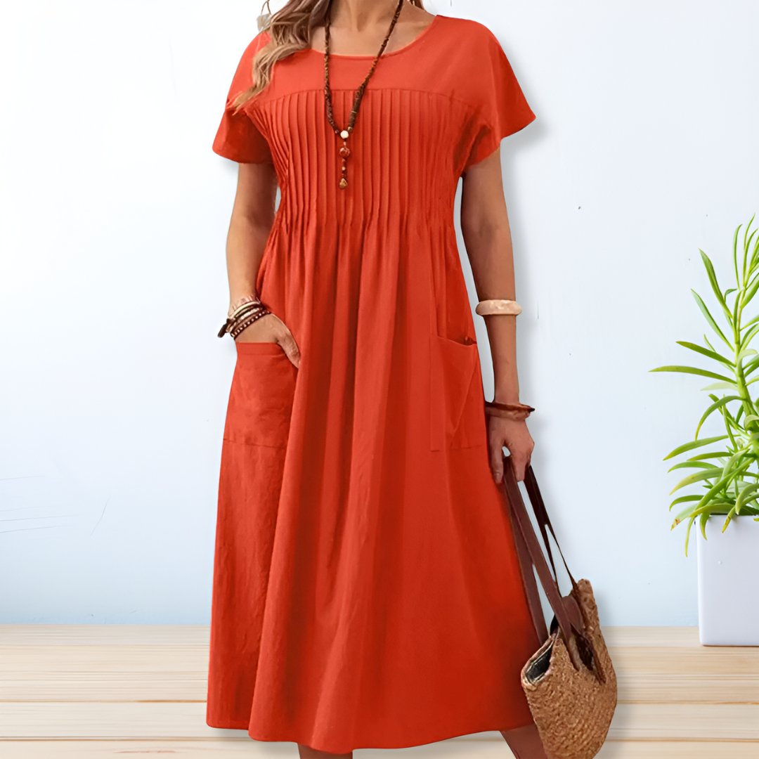 Women's relaxed short-sleeve midi day dress
