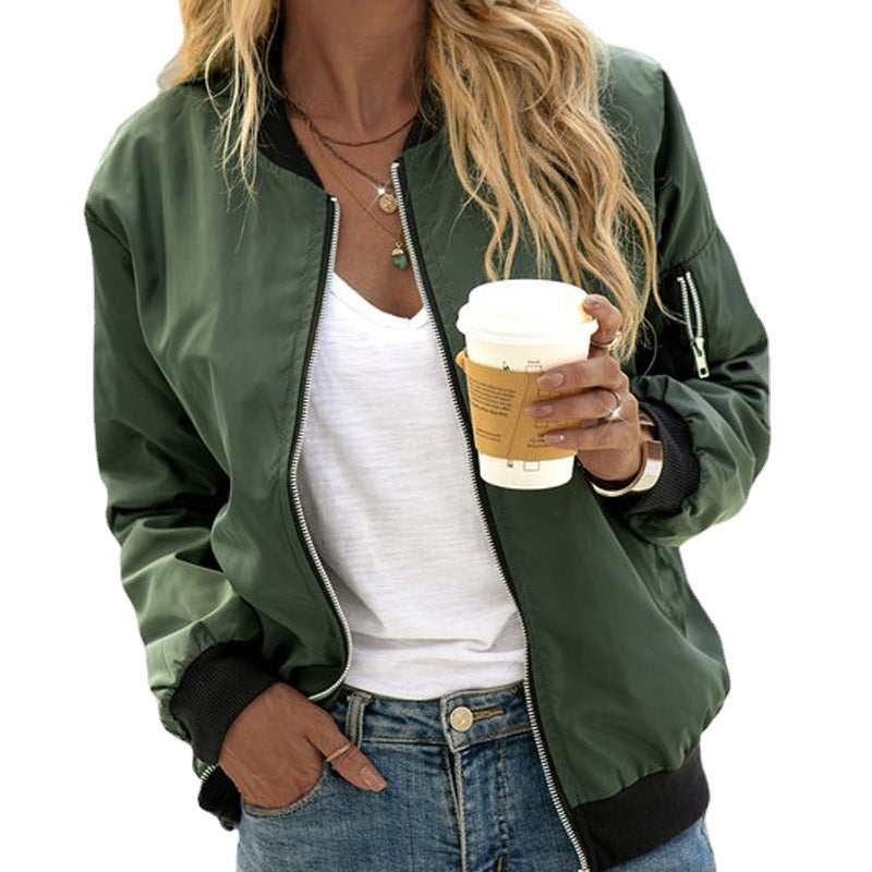 Women's Bomber Jacket – Classic Zip-Front Casual Jacket