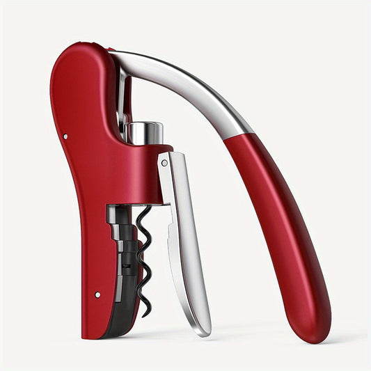 Ergonomic lever corkscrew wine bottle opener