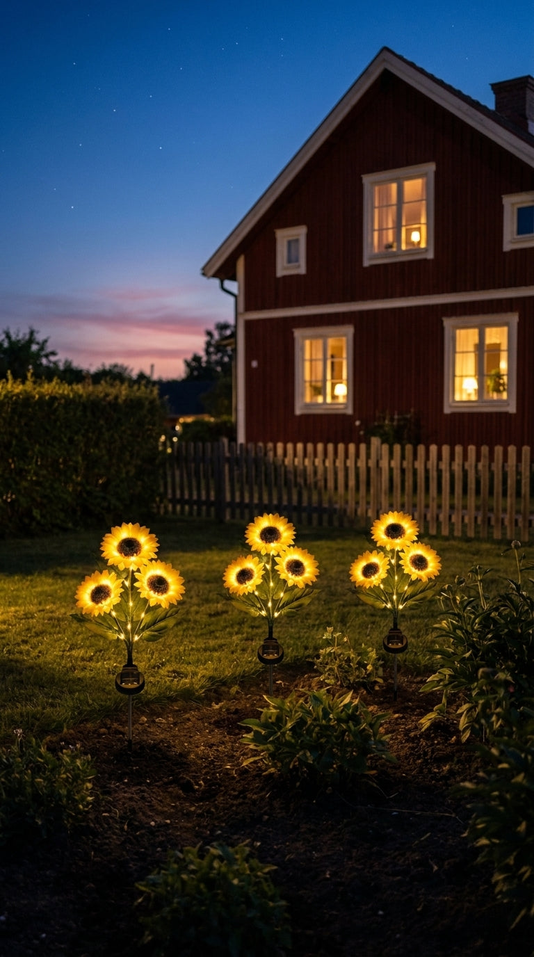 Solar Sunflower Garden Light – Warm White Decorative Stake