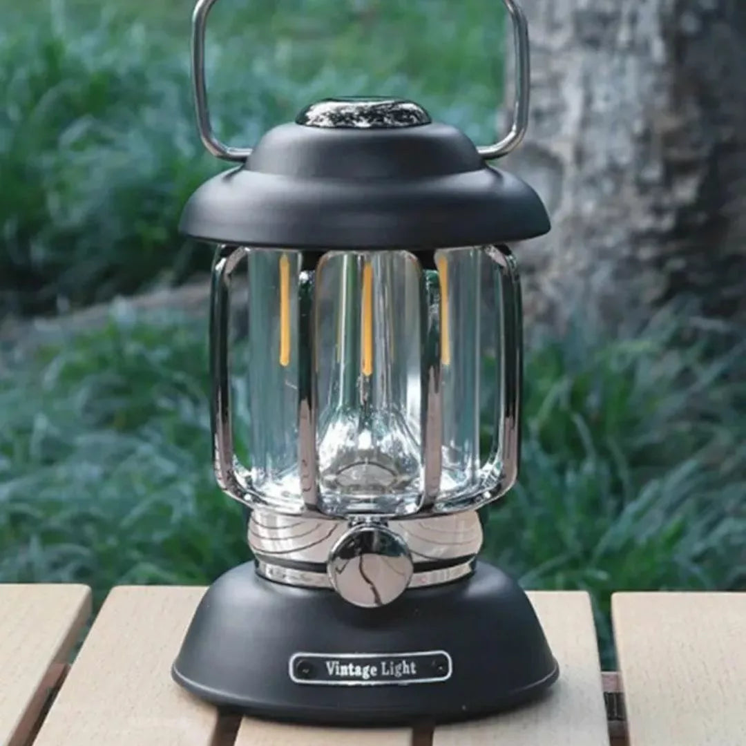Retro LED Camping Lantern – Dimmable Rechargeable Light