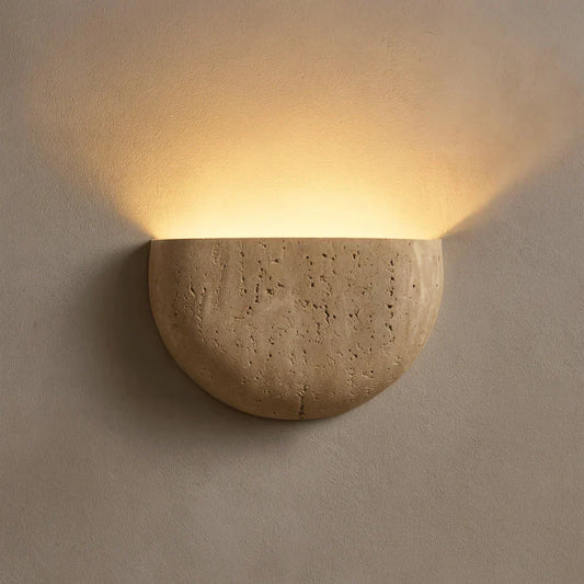 Wabi-Sabi crescent moon natural stone wall light