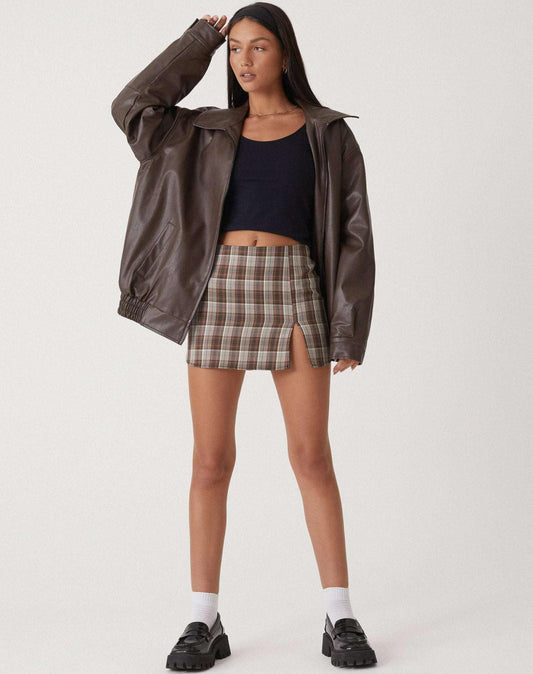 Women's oversized faux leather jacket - side