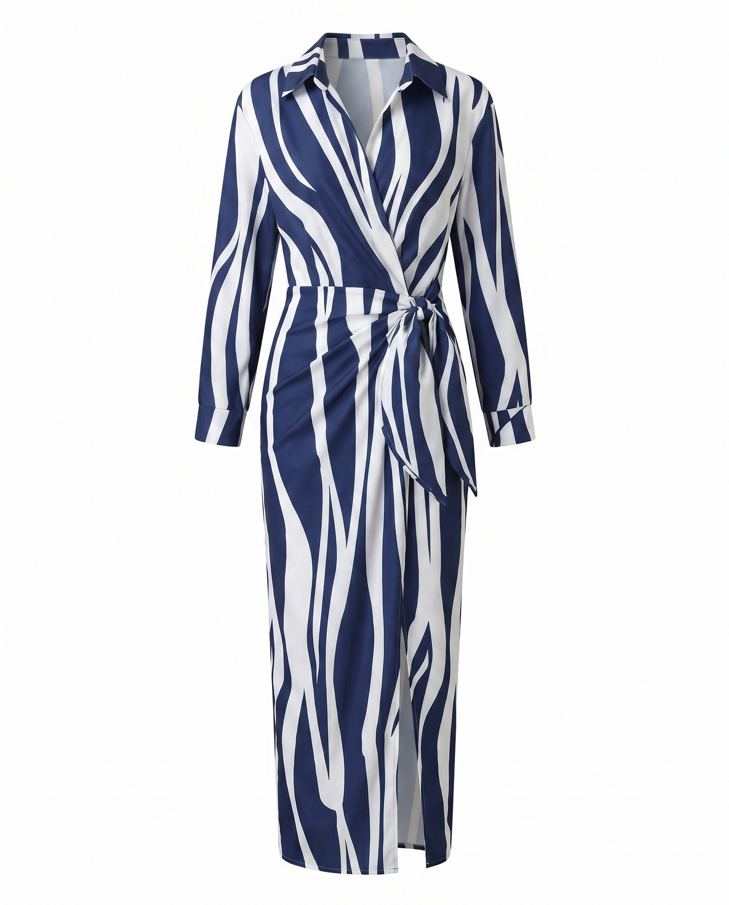 Women's leaf-print wrap dress in white