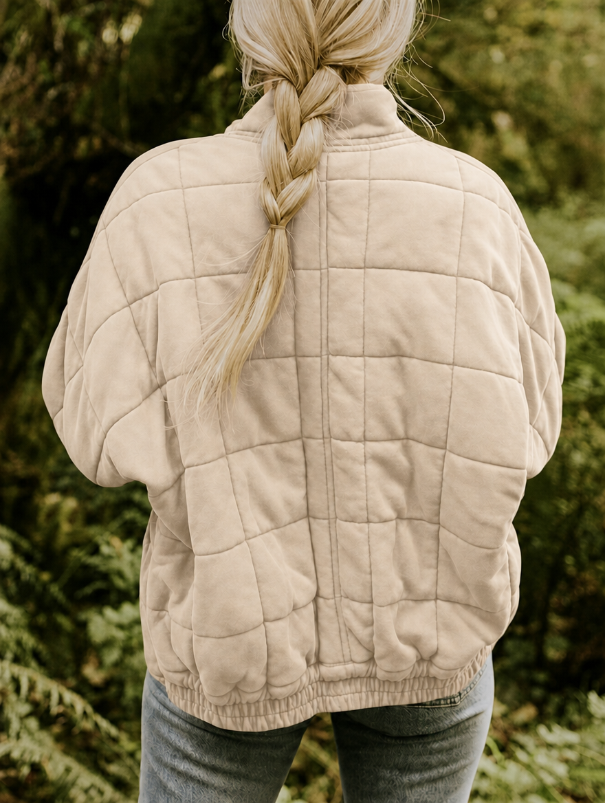 Women's Quilted Jacket – Zip-Front Short Casual Jacket