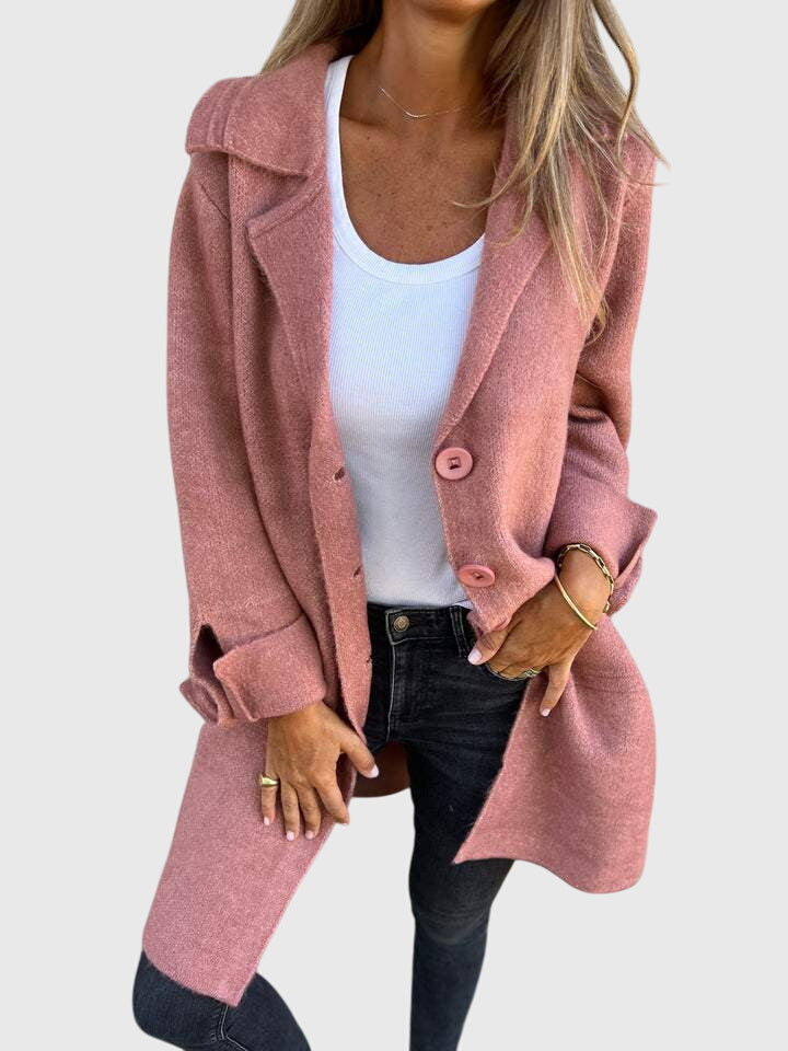 Women's Button Blazer – Tailored Elegant Wool-Blend Blazer