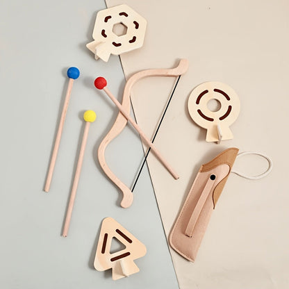 Junior wooden bow and arrow archery set with soft tips