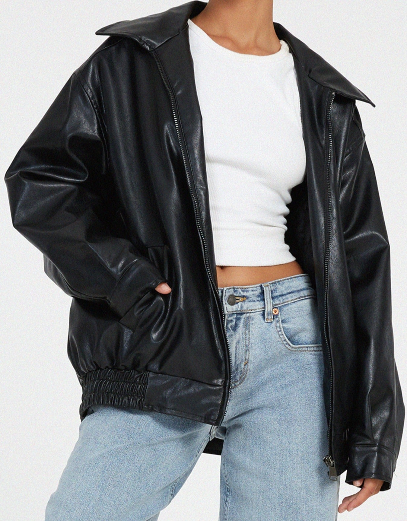 Women's casual faux leather jacket