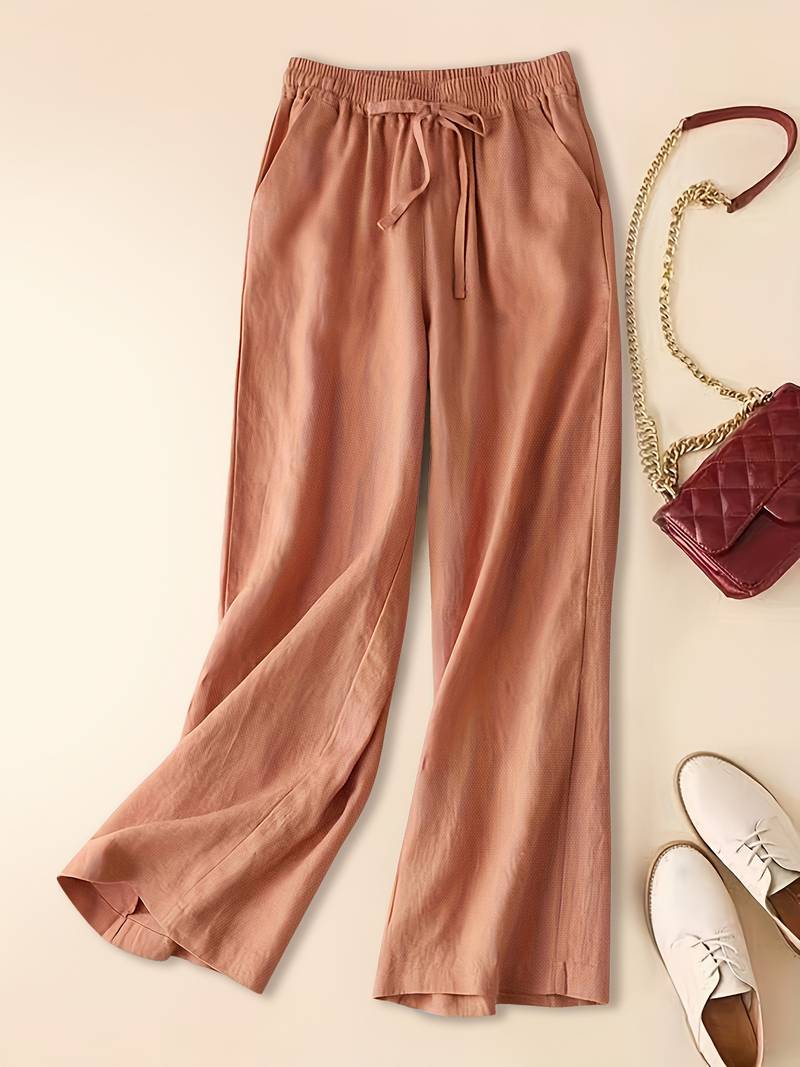Women's relaxed drawstring wide-leg trousers