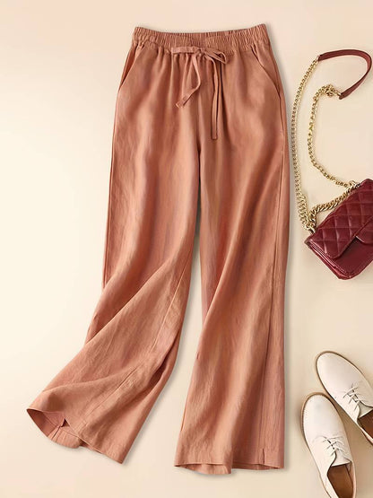 Women's relaxed drawstring wide-leg trousers