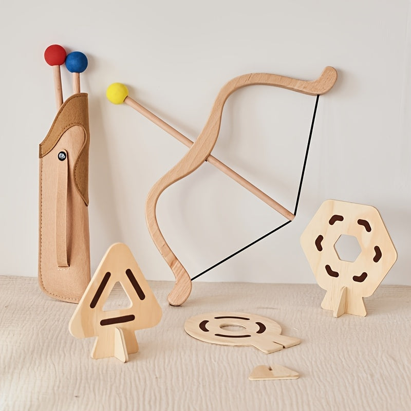 Junior wooden bow and arrow archery set with soft tips