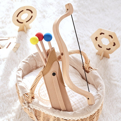 Junior wooden bow and arrow archery set with soft tips
