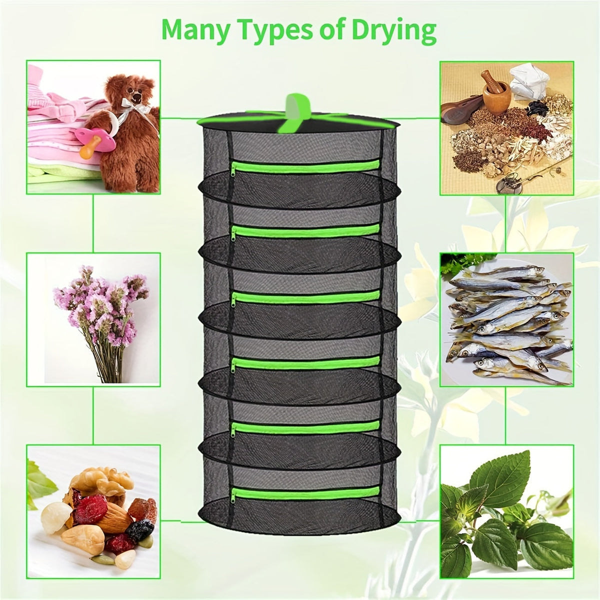 Hanging Herb & Food Drying Rack – Foldable Multi-Tier Net