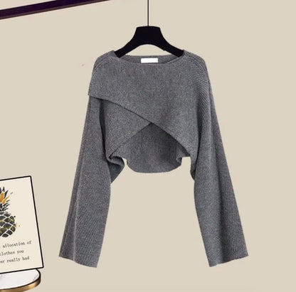 Women's Knit Co-Ord – Three-Piece Jumper, Shirt & Trouser Set