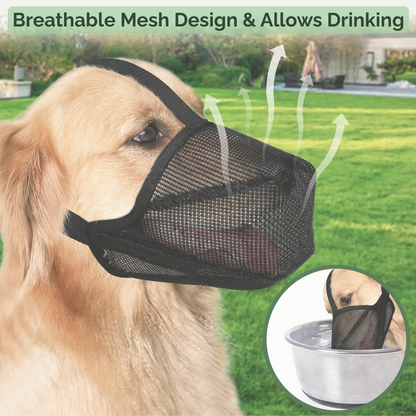 Soft breathable mesh dog muzzle