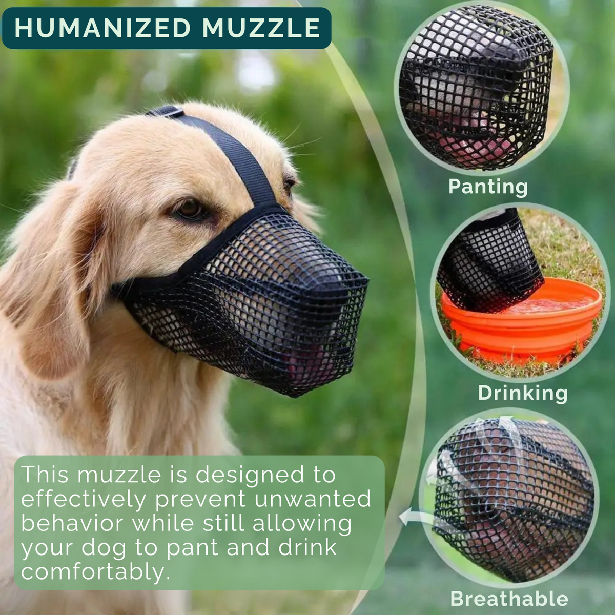 Soft breathable mesh dog muzzle